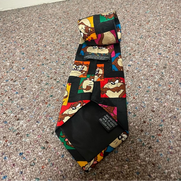 Vintage 1993 Looney Tunes Neck Tie Taz Tasmanian Devil Cartoon Black Neck Mania - Picture 3 of 5